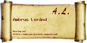 Ambrus Loránd névjegykártya